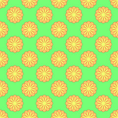 Floral seamless pattern on the green background