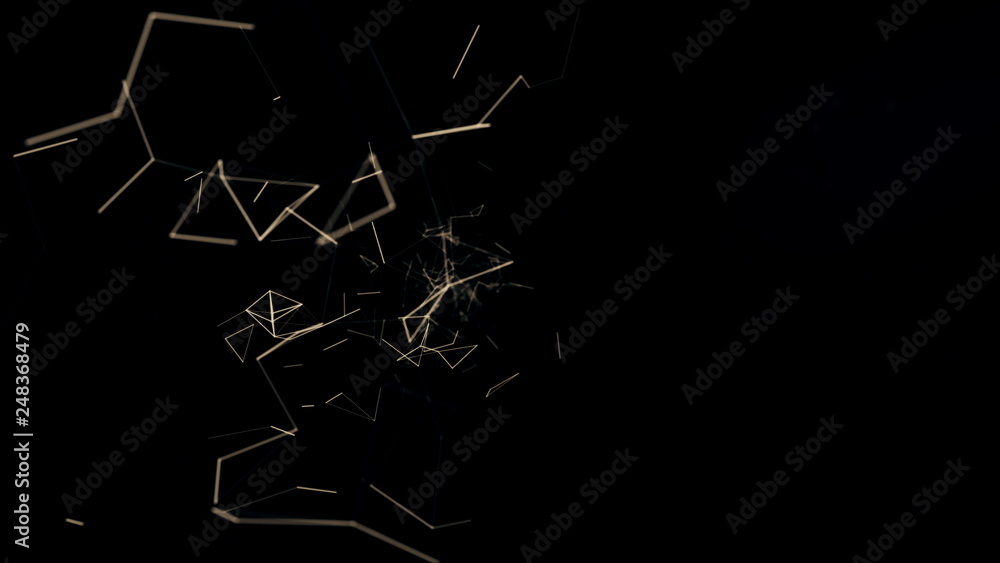 Poster blockchain lines connecting, technology, security, digital geometrical background with moving lines 