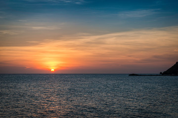 Beautiful Sunset over the Oceans Horizon at Los Roques, Venezuela