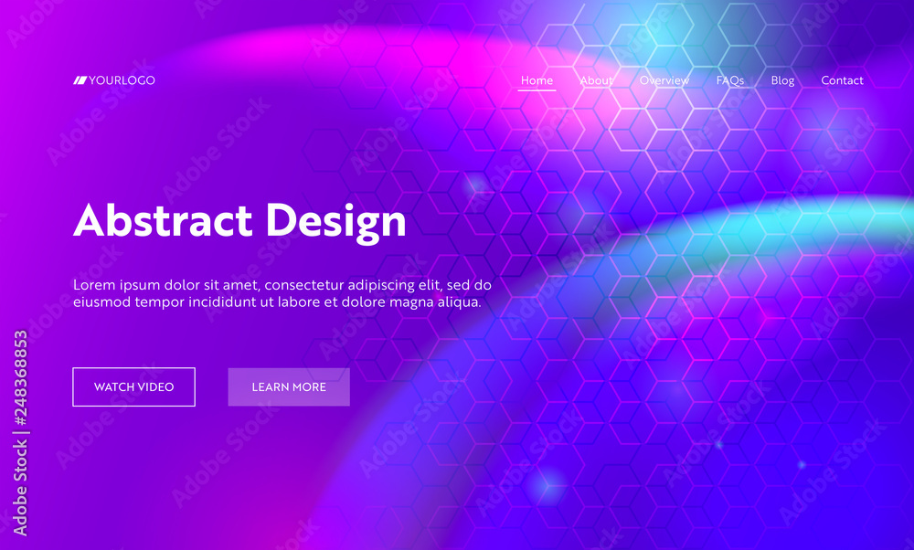 Poster purple abstract geometric hexagon shape landing page background. futuristic digital motion gradient 