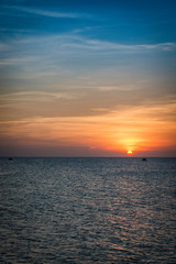 Fototapeta na wymiar Beautiful Sunset over the Oceans Horizon at Los Roques, Venezuela