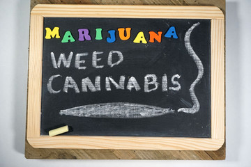Marijuana Joint on chalkboard