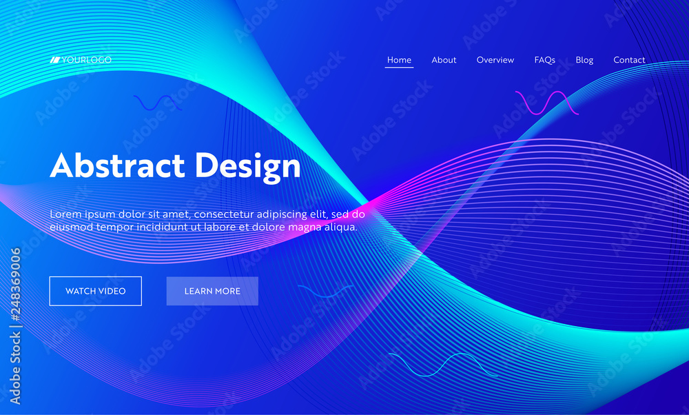 Poster blue abstract geometric frequency wave shape landing page background. futuristic digital motion patt