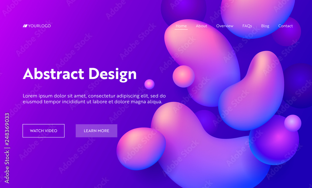 Poster purple abstract geometric drop shape landing page background. futuristic digital motion gradient pat