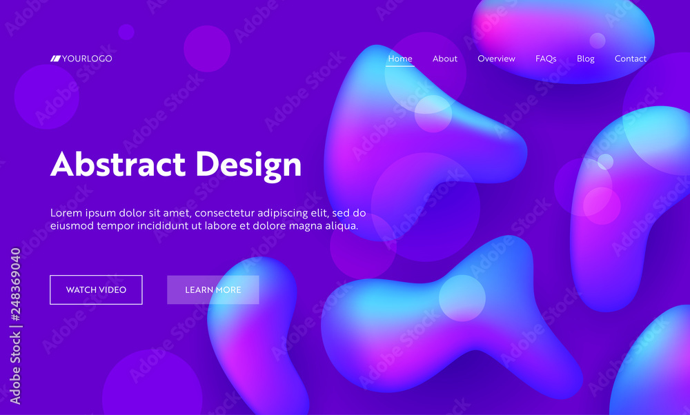 Poster purple abstract liquid drop shape landing page background. futuristic digital ink style gradient pat