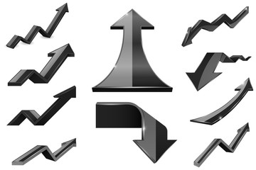 Black arrows. Financial indication icons set