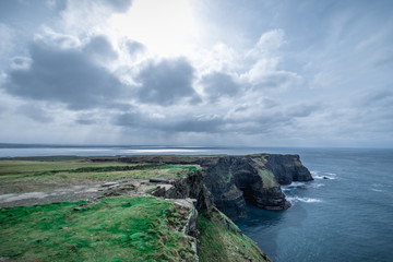 Fototapeta na wymiar Coast at Hags Head by the Cliffs of Moher in Ireland