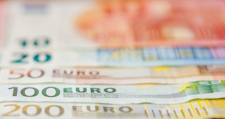 Euro Money. euro cash background. Euro Money Banknotes. Background from different euro banknotes close up