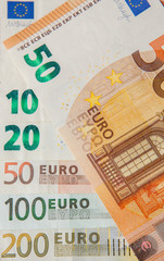 Euro Money. euro cash background. Euro Money Banknotes. Background from different euro banknotes close up