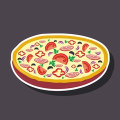 Vector illustration of a cartoon stickers of pizza