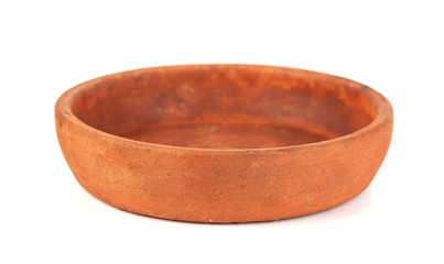 ketsi, georgian traditional clay pot for cooking food on white background