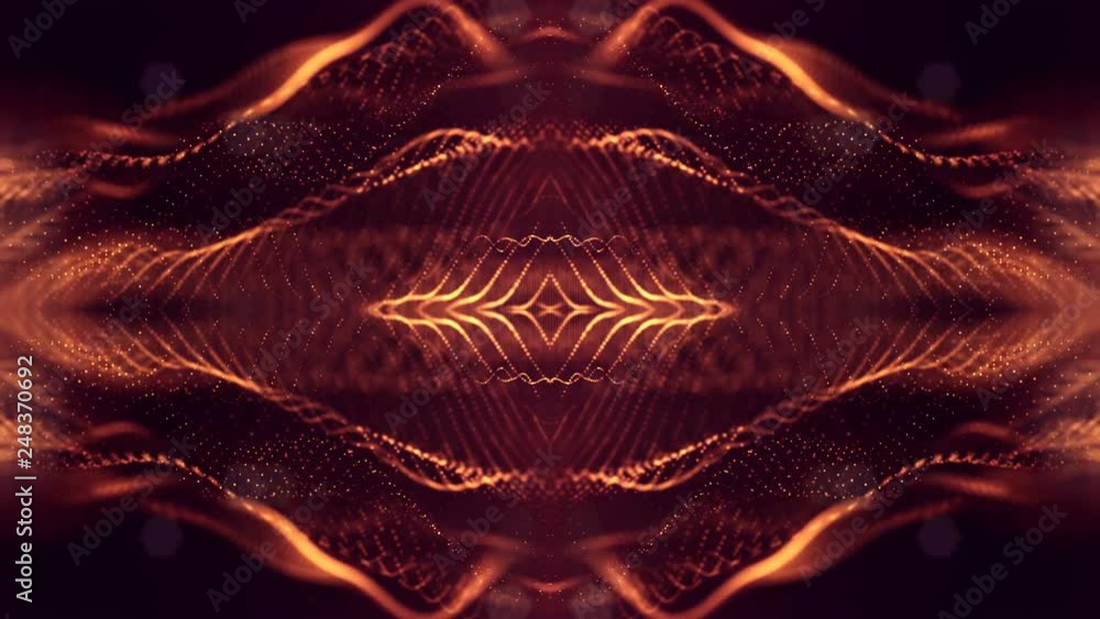 Poster 4k abstract looped backgrounds with glow particles with depth of field. science fiction background o