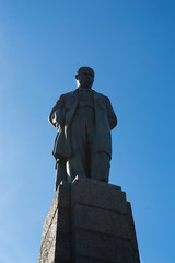 Taras Shevchenko monument on Taras Hill or Chernecha Hora in Kaniv, Ukraine on October 14, 2018. 