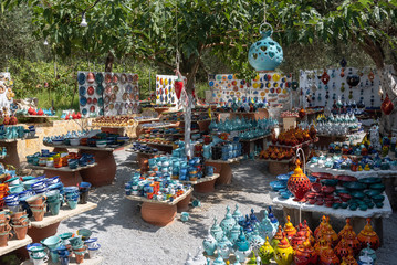 Storage of handmade ceramic products at Crete island, Greece