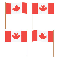 Canadian hand flags set isolated on white background. Vector illustration.