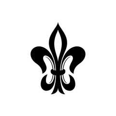 Lily flower (fleur-de-lis) on a white background. Vector icon
