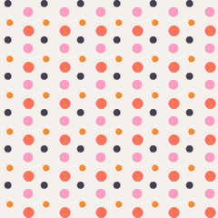 Dots on beige background. Festive seamless pattern with round shapes. Dotted texture for wrapping paper, web. Vector illustration.