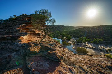 sun over natures window loop trail, kalbarri national park, western australia 5