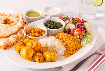 Afghan Food Platter of Chicken Kabob and Naan Bread