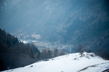 View of  the town Valtournenche ,  Aosta Valley, Italy .