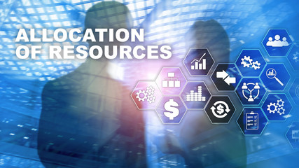 Allocation of resources concept. Strategic planning. Mixed media. Abstract business background. Financial technology and communication concept