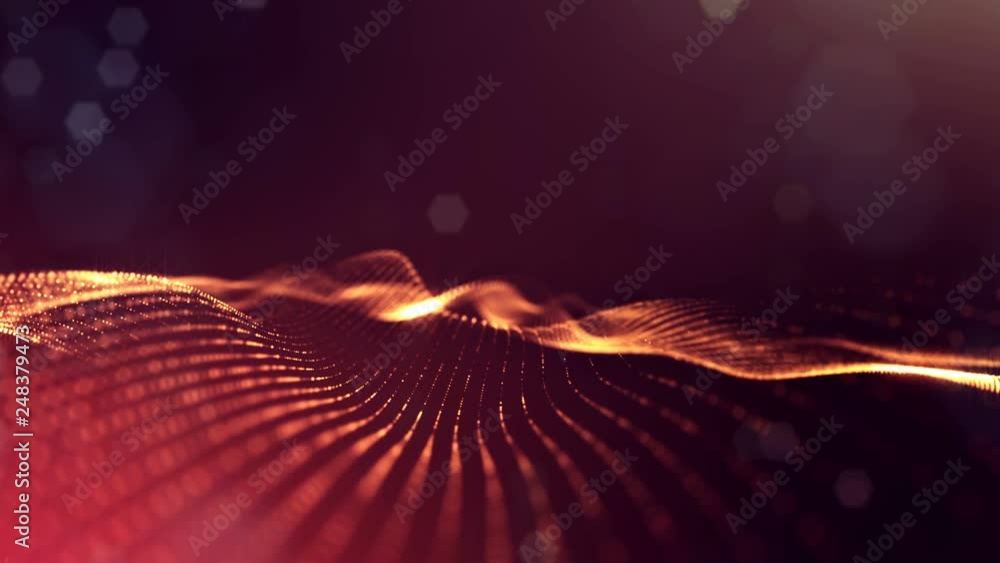 Poster 4k abstract looped backgrounds with glow particles with depth of field. science fiction background o
