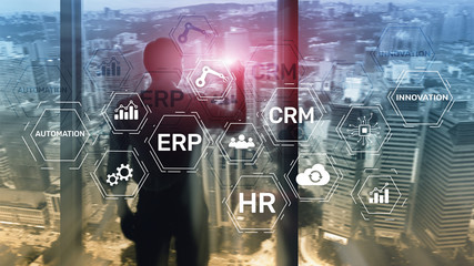ERP, Business innovation concept on blurred background.