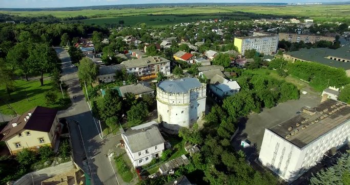City of Ostrog. Ukraine, Rivne region, Aerial drone view