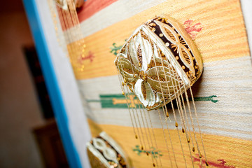 decor bulging flowers with beads on the wall