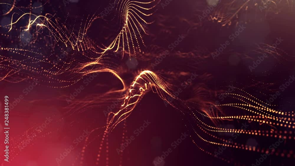 Poster 4k abstract looped backgrounds with glow particles with depth of field. science fiction background o