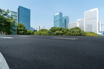 Highway Road and Skyline of Modern Urban Architecture in Hangzhou..