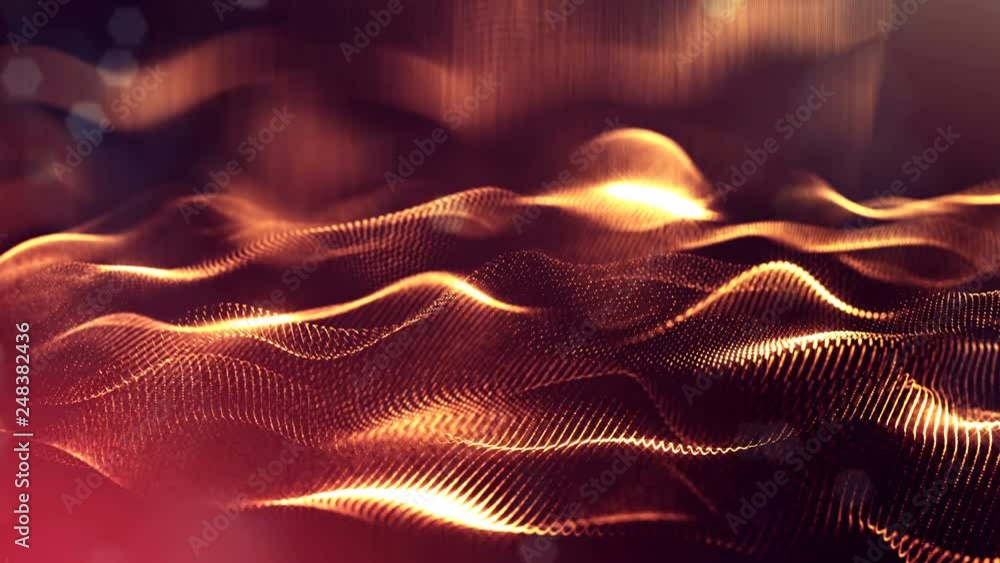 Poster 4k abstract looped backgrounds with glow particles with depth of field. science fiction background o