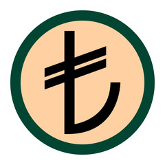 Isolated Turkish lira symbol in circle - Eps10 vector graphics and illustration