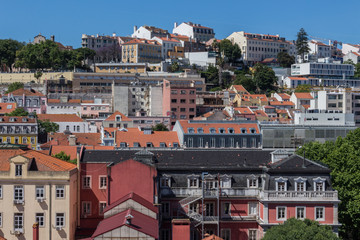 Fototapeta na wymiar Panorama of Lisbon city, Portugal and the Bairro Alto district