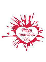 klecks tropfen graffiti farbe spritzer happy valentines day logo text liebe valentinstag feiertag schenken geschenk design herz verliebt paar pärchen