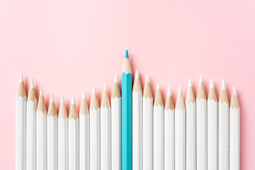 color pencil with leadership, teamwork concept