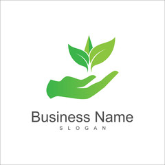 Nature Care Logo, Hand And Leaf Logo