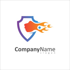 Fire Fist And Shield Logo