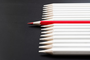 Obraz premium color pencil with leadership, teamwork concept