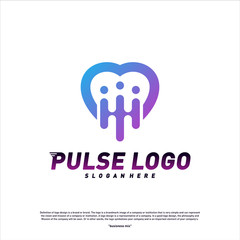 Love Heart Pulse logo design concept vector. People Beat logo Template Vector.