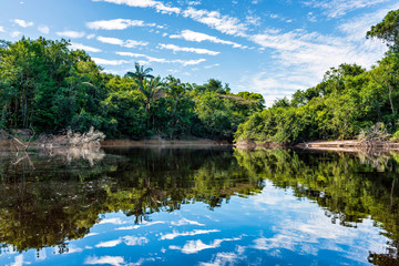 Fototapeta na wymiar Corocoro River & Amazonian Landscape deep in the rainforests of Yutaje, Venezuela