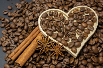 Composition of anise, coffee beans and cinnamon option 3