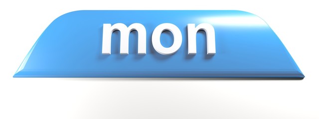 Blue tab for Monday - 3D rendering illustration