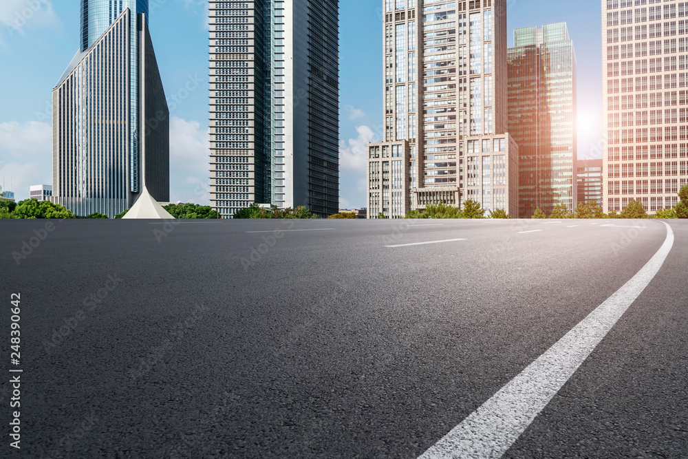 Wall mural highway road and skyline of modern urban buildings in shanghai..