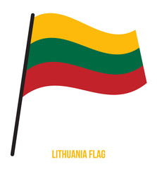 Lithuania Flag Waving Vector Illustration on White Background. Lithuania National Flag.