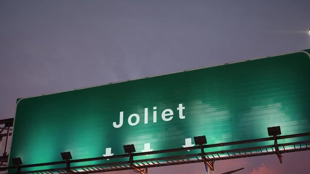 Airplane Landing Joliet during a wonderful sunset