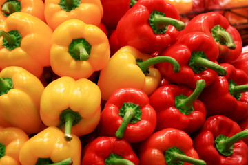 A stacked paprika being sold in the market