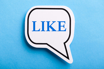 Like Text Speech Bubble Isolated On Blue