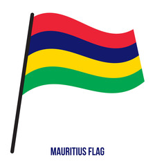 Mauritius Flag Waving Vector Illustration on White Background. Mauritius National Flag.