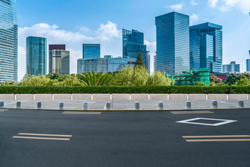 Highway Road and Skyline of Modern Urban Buildings in Shanghai..